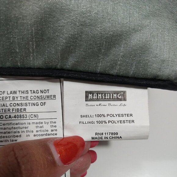 Nanshing Square Throw Pillow Embroidered Black Green Floral Bed Sofa 14" x 14" - Picture 3 of 5